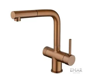 Смеситель кухонный, латунь, 296 мм, цвет - Coppery, одноаэраторный