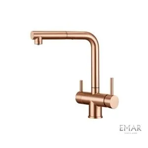 Смеситель кухонный, латунь, 300 мм, цвет - Coppery, одноаэраторный