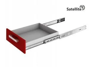 Шариковые направляющие Satellite, неполного выдвижения, с доводчиком, 350x45 мм, цвет - цинк