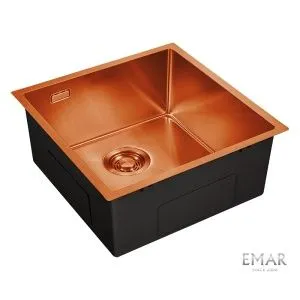 Мойка врезная, нержавеющая сталь, 440x420x220 мм, 1.0 мм, цвет - Nano Coppery, со сливн.армат., R10