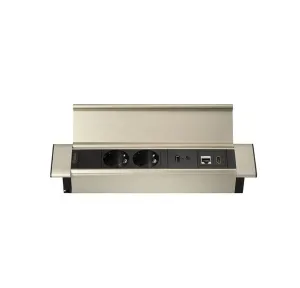 Блок розеток встраиваемый 41P, 2 розетки, USB + type C + RJ45 + HDMI, цвет - серебро+черный
