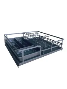 Выдвижная корзина-сушка LX TALISMAN, в модуль 600 мм, цвет - графит, Soft-Close, с лотками