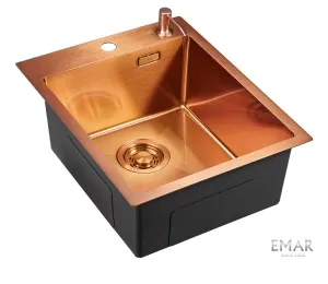 Мойка врезная, нержавеющая сталь, 410x510x200 мм,1.0 мм цвет - Nano Coppery,со сливной арматурой,R10